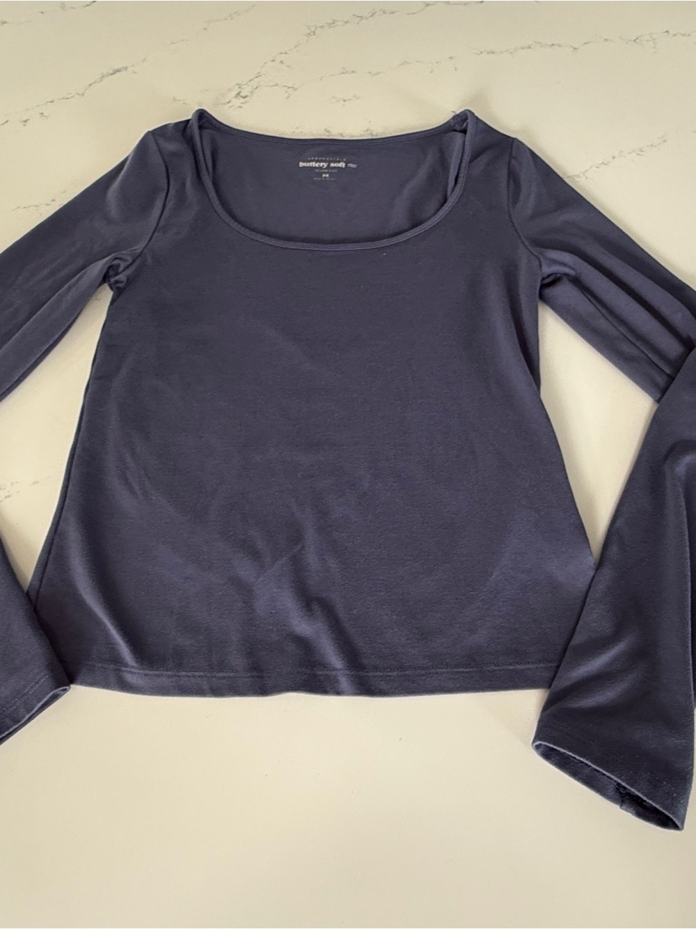 Aeropostale Buttery Soft Blue Long Sleeve Scoop Neck Top Size M